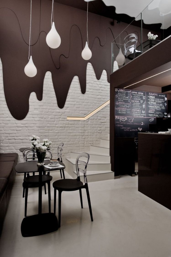 دیوارهای کافه به شکل شکلات آب شده