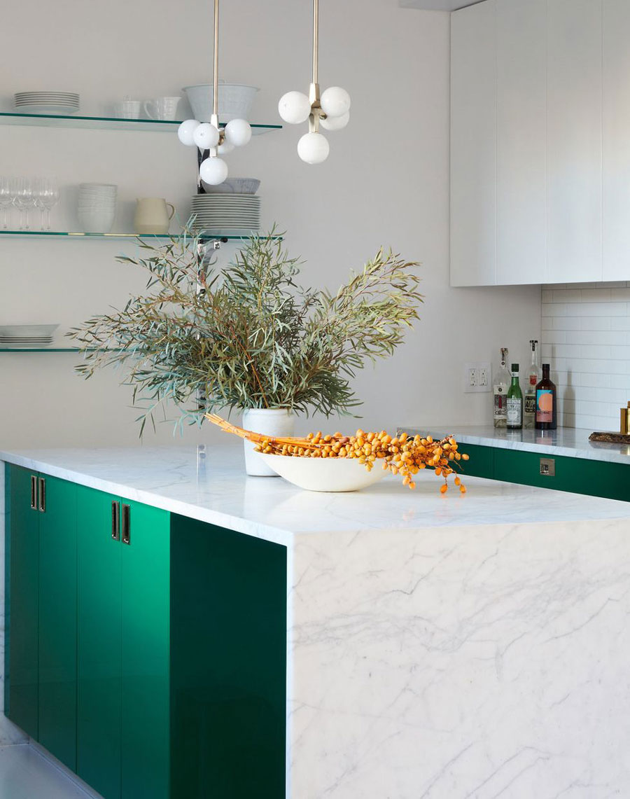 ترکیب سبز و سفید در آشپزخانه