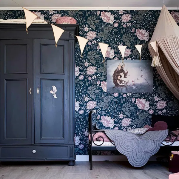 کاغذ دیواری آبی برای اتاق خواب