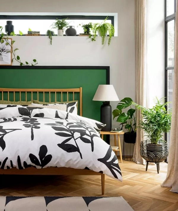 راه دادن گل‌های آپارتمانی به دیوار اتاق‌خواب
