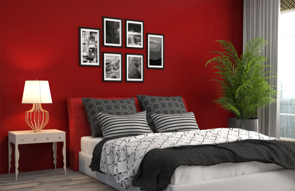 رنگ-قرمز-روی-دیوار-اتاق-خواب