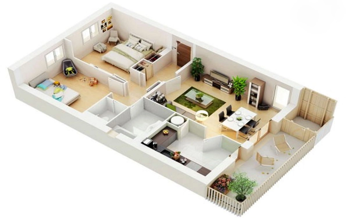 4 پلان آپارتمان کوچک با نقشه بدون پرتی