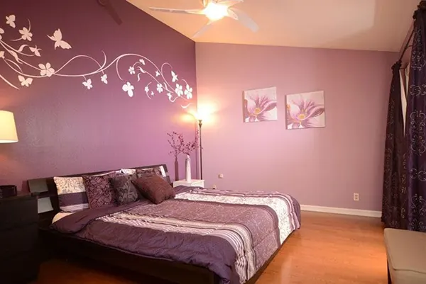 رنگ بندی اتاق خواب با رنگ بنفش
