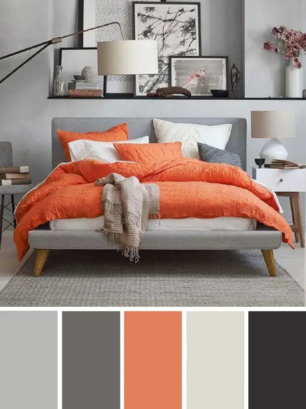 ترکیب رنگ برای اتاق خواب با دیوار شاخص