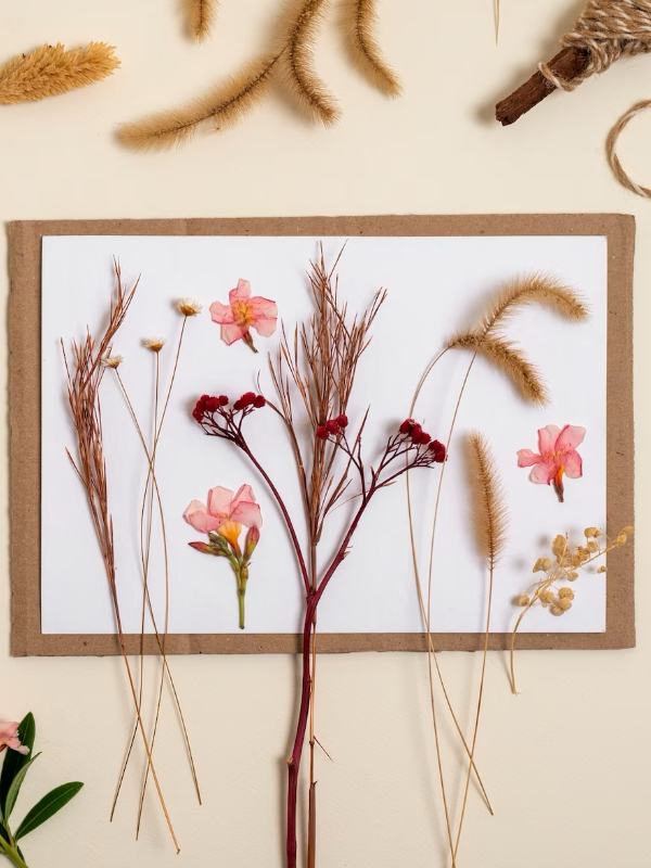 تزیین گل خشک روی تابلو