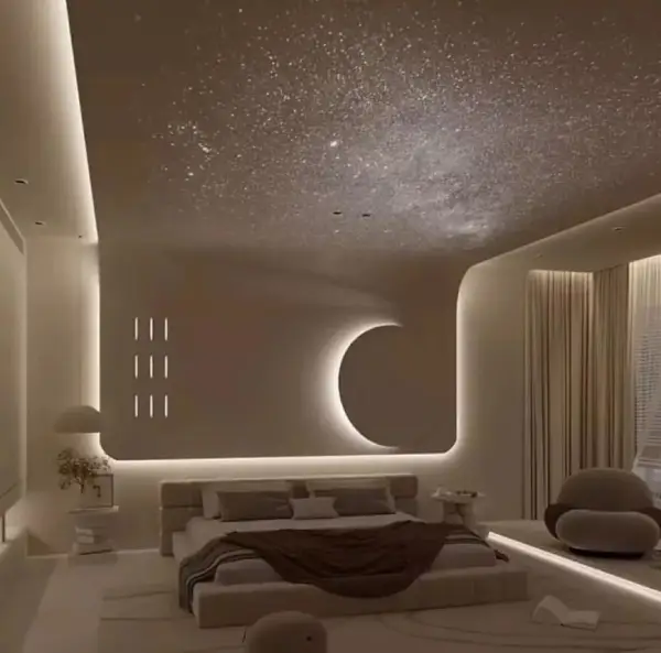 طراحی دیوار اتاق خواب با کناف 