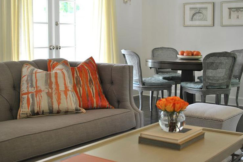دکوراسیون خانه با ترکیب رنگ نارنجی و خاکستری